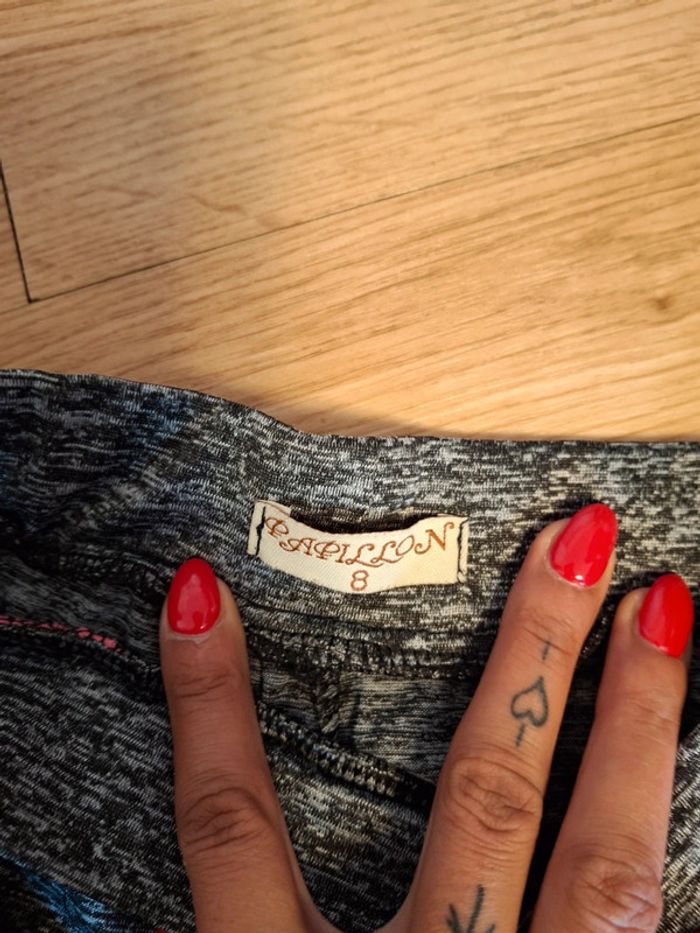 Legging fille 8 ans papillon gris et rose - photo numéro 2