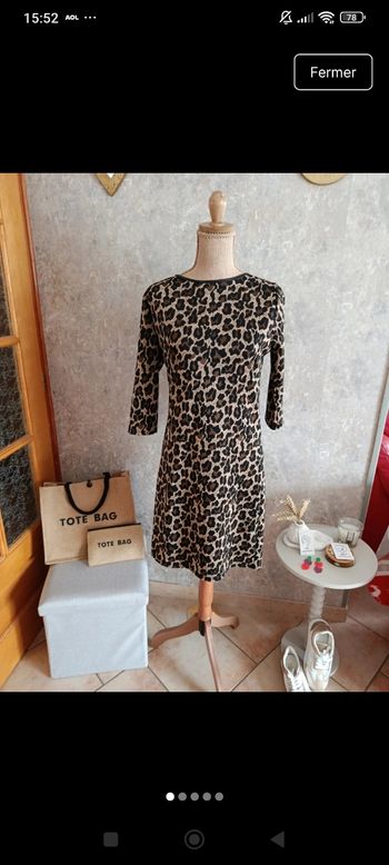 Robe imprimé léopard manches 3/4