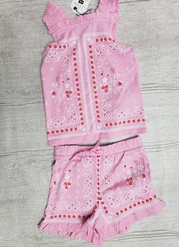 Ensemble Sergent major 6 ans débardeur et short rose Kueplette