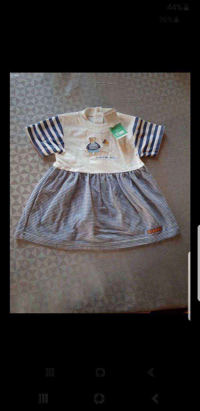 Robe rayée marin d'eau douce 12 mois été
Manches courtes