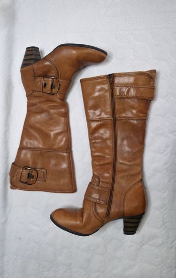 Bottes hautes , femme , cuir marron , Janet D , taille 37