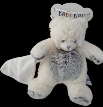 B6100❤️ 21cm Doudou Peluche Ours Baby Nat Flocons Marron Beige Babynat Mouchoir
