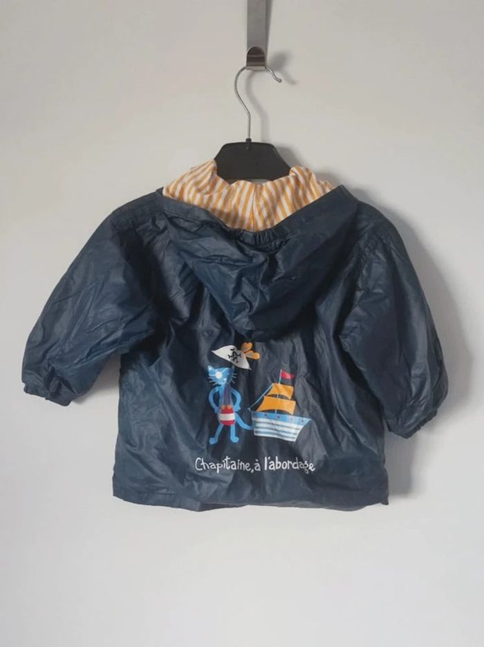 Imperméable capuche bleu marine jaune - photo numéro 3