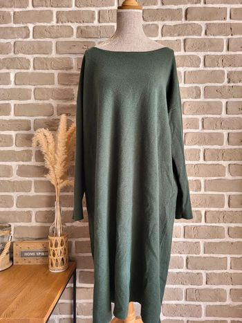 Robe pull en cachemire et soie vert foncé Eric Bompard