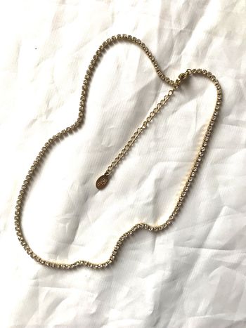 Collier Chaîne Eblouissante Pierres Blanches Carrées Zircon Brillant Bijou Doré Fantaisie Femmes