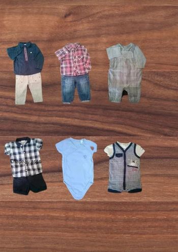 Lot 6 mois garçon ensemble, pantalon, salopette, t-shirt