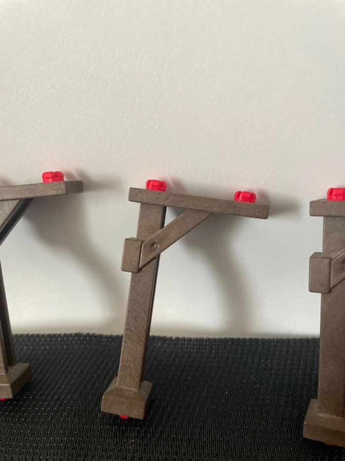 Playmobil  lot 3 poteaux supports marron foncé ferme fort western 3023 3285 3938 4055 7718 7936 - photo numéro 3