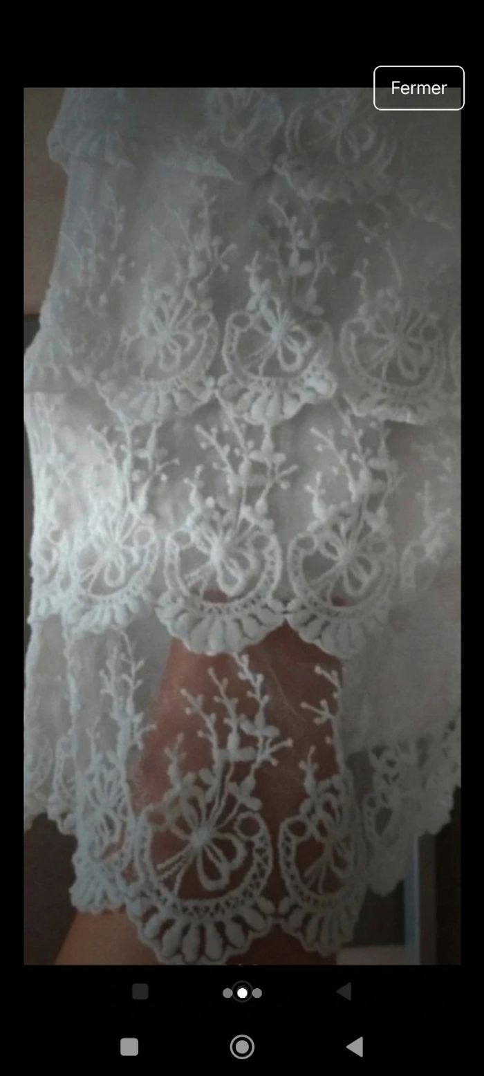 T-shirt blanc avec dentelle femme - photo numéro 2