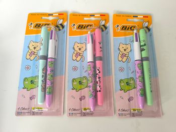 3 Lot de 1 stylo 4 couleurs +1  surligneur
