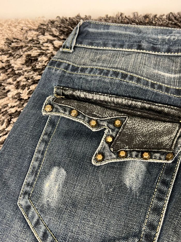 Jean large Y2k opium avec poches en cuir taille 33 bleu marine Denim jean japonais - photo numéro 6