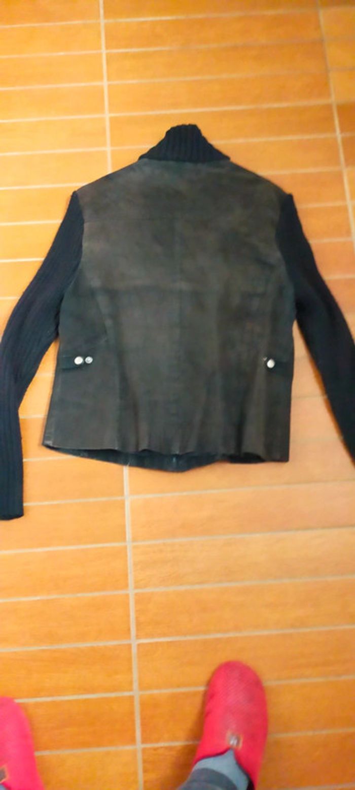 blouson femme en croute de porc et manche en laine Marque LR - photo numéro 2
