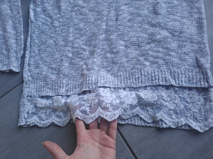 Pull gris à dentelle Kwoman Taille M - photo numéro 5