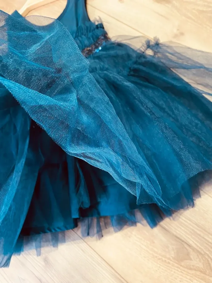 Taille 2 ans Robe créateur fille TAO bleu marine * sequins tulle * 💙 - photo numéro 4