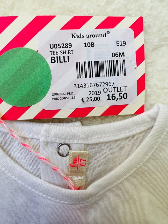 T-shirt blanc billieblush 6 mois ornements - photo numéro 2