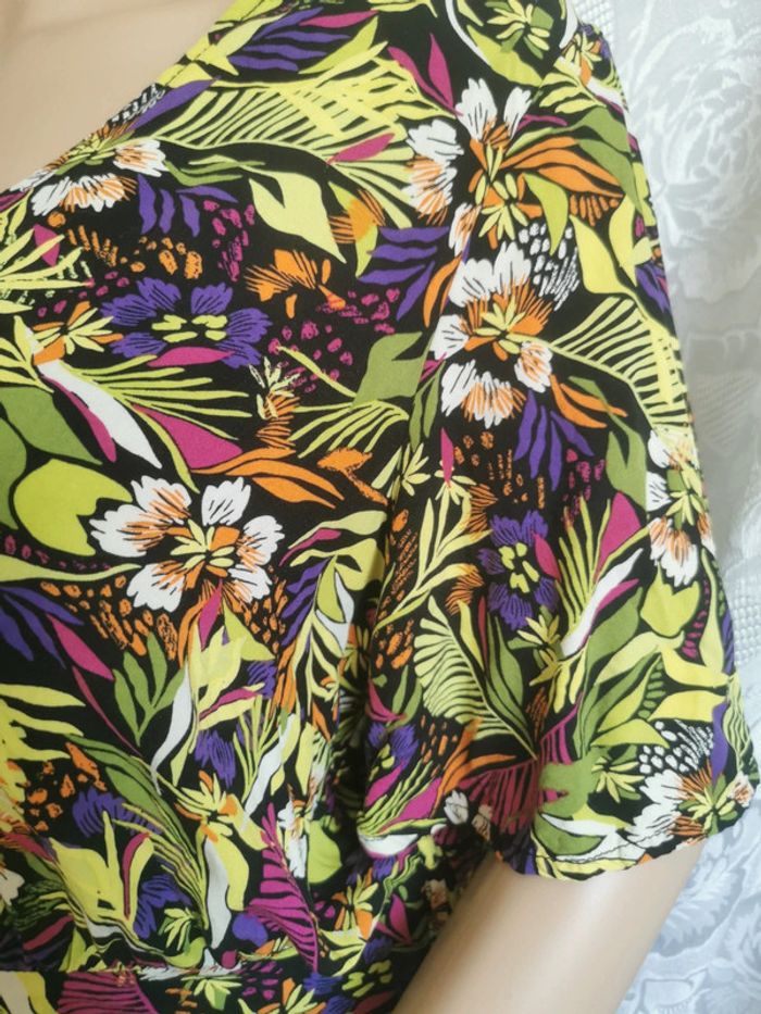 🌴 Top violet-vert anis – Cache Cache – Taille 40 - photo numéro 4