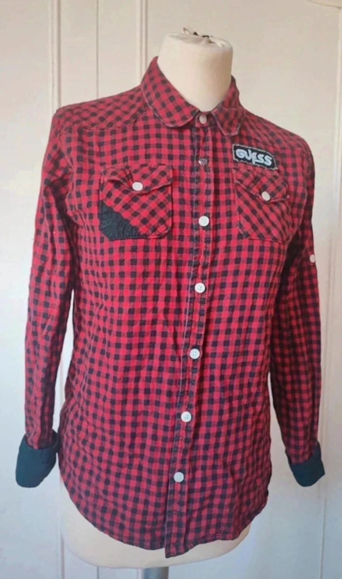 chemise Guess à carreaux tartan manches longues fille ado 12 ans
