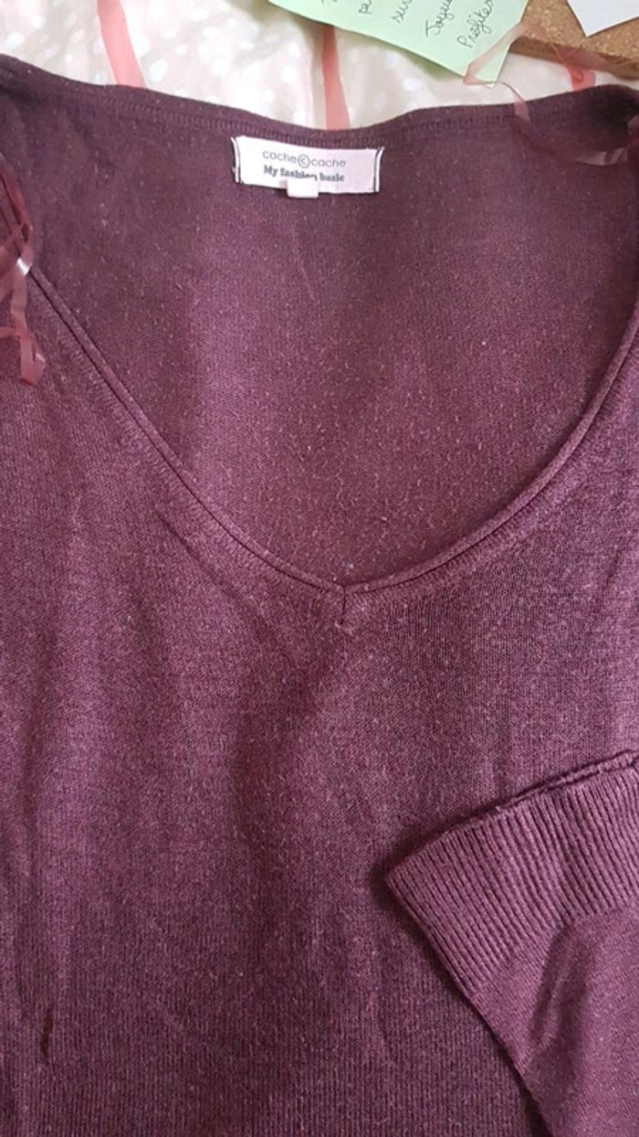 Pull manches longues bordeaux fin - photo numéro 2