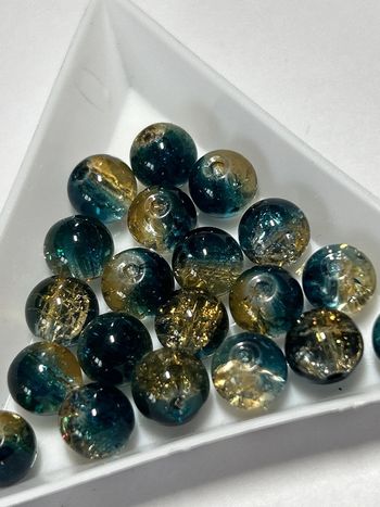 B49, 20 perles craquelées 8mm verre