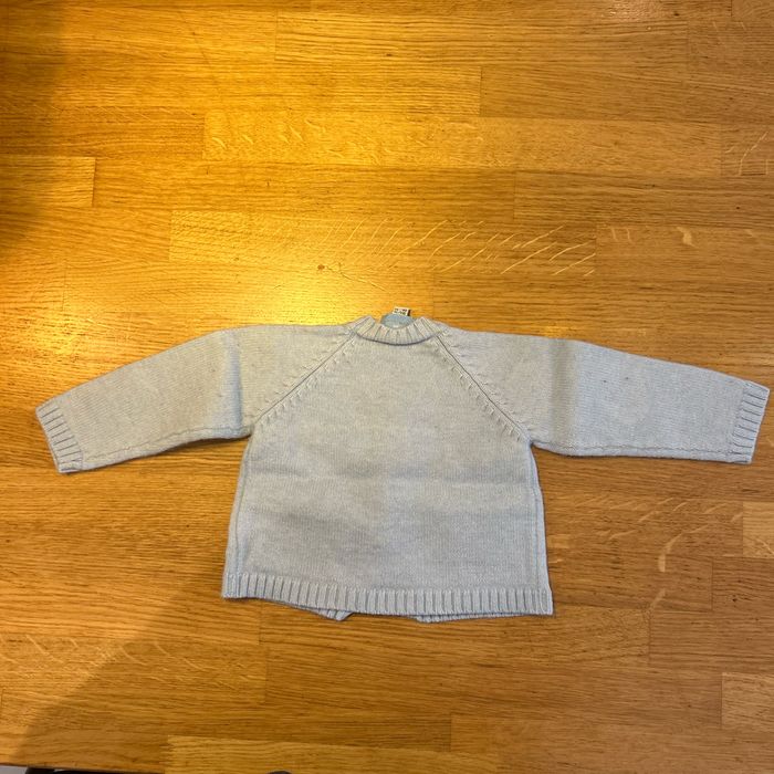 Gilet bleu ciel cyrillus 9 mois melange coton laine