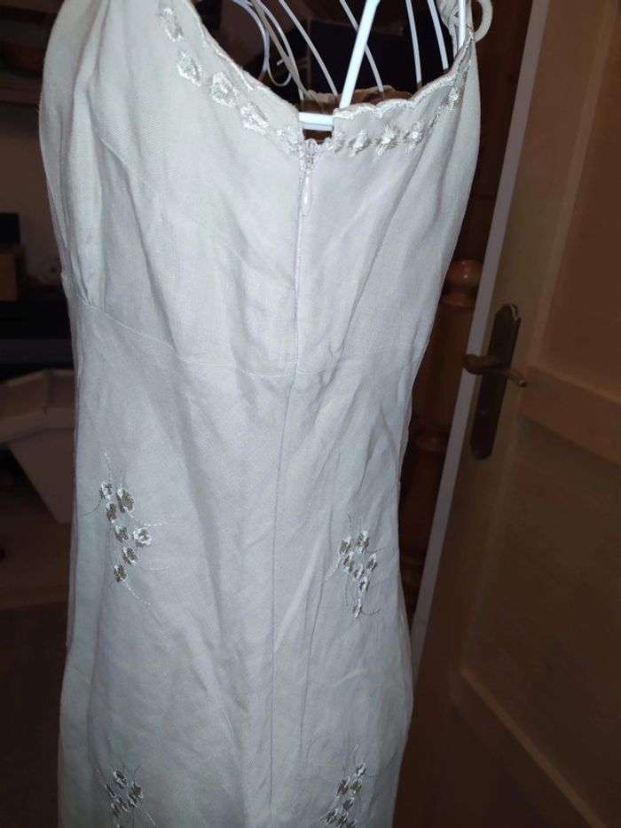 Ensemble robe et veste beige brodé René Derhy - photo numéro 2