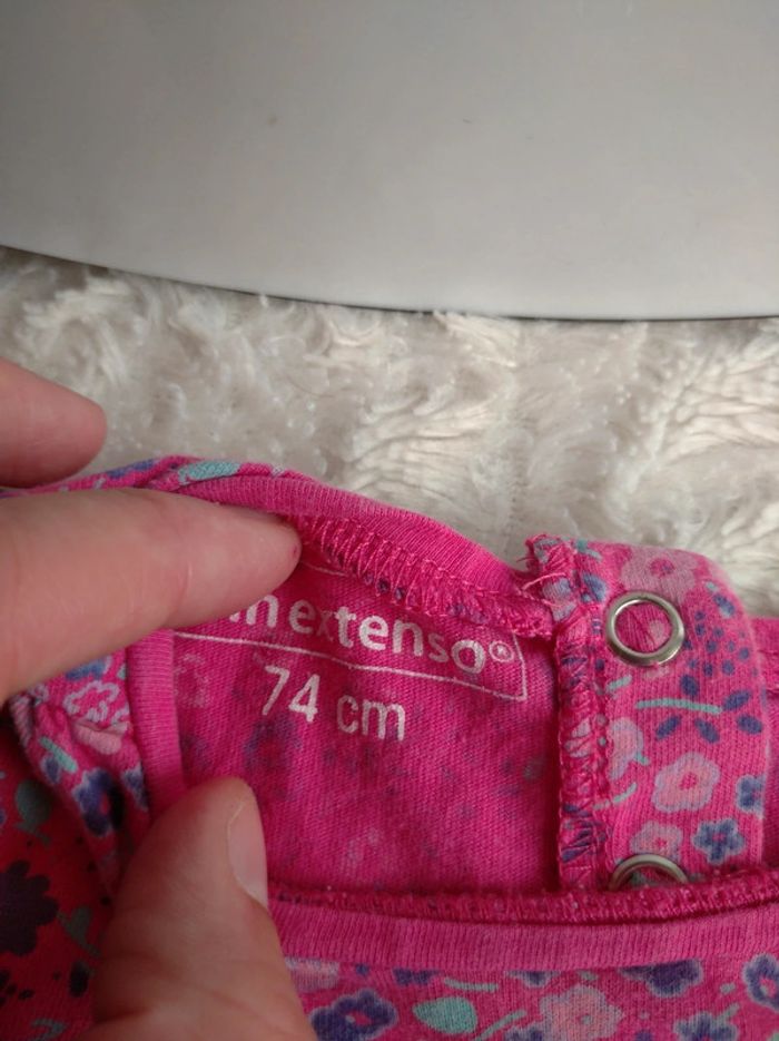 Lot de 2 tee shirt manches longues Fille 9 mois Fleurs Chat Cute Little kitty In Extenso 100% coton - photo numéro 14