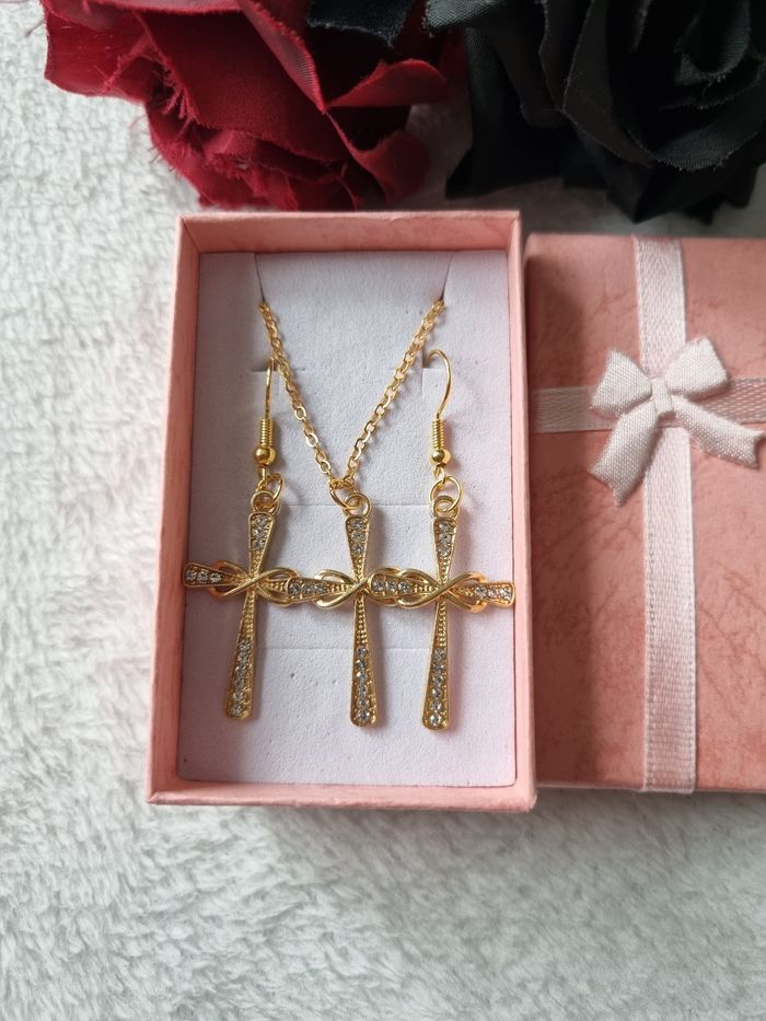 Ensemble bijoux pendentif doré - photo numéro 2