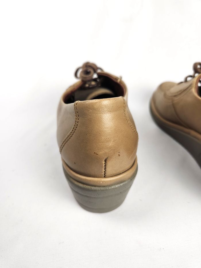 Chaussures Mephisto Femme Cuir Beige Compensées Pointure 37 US 6.5 à Lacets - photo numéro 6