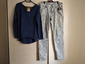 Pantalon Amisu et pull  à perles neuf