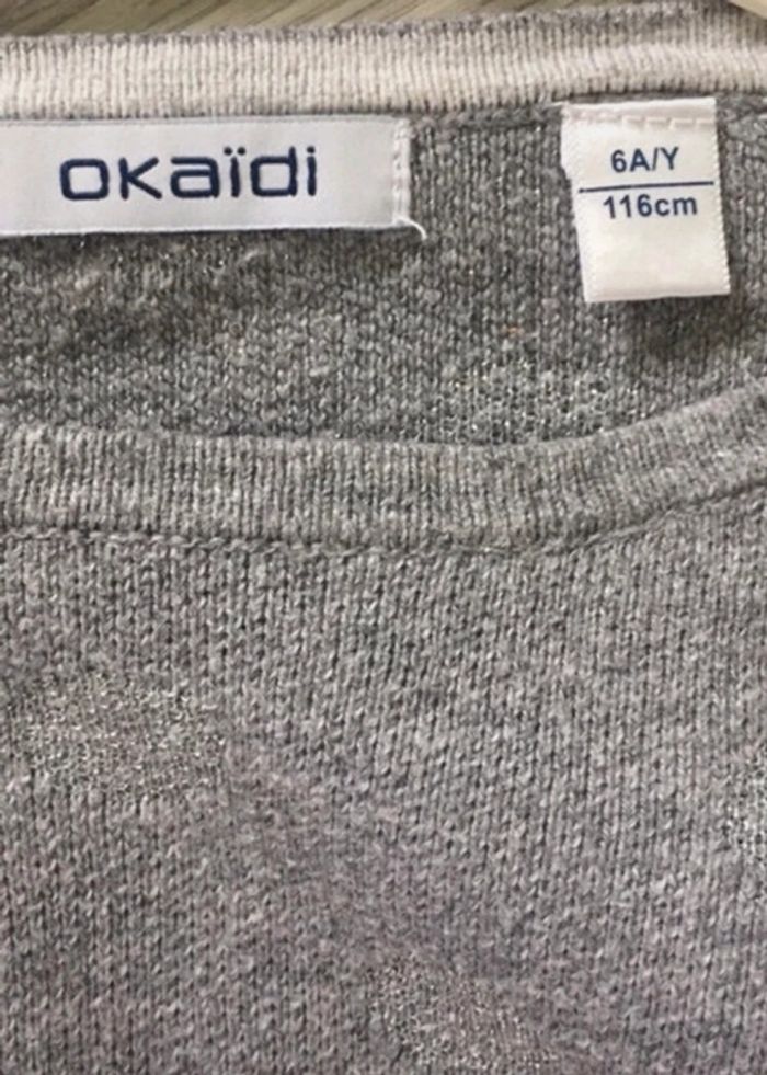 Pull fille gris à pois brillants fille 6 ans okaidi - photo numéro 3