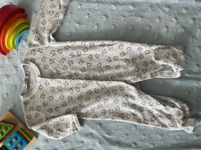pyjama grenouillère en velours blanc motifs éléphants ouverture devant 6 mois chocolatine - photo numéro 4