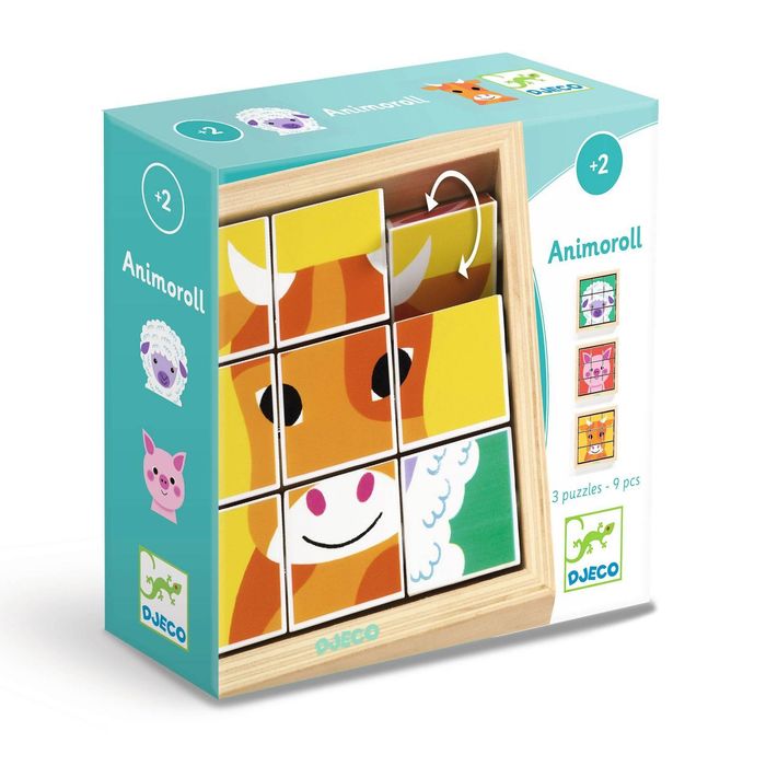 PUZZLES 9 cubes en bois : Animoroll - Djeco NEUF