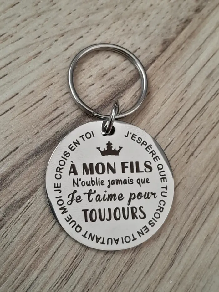 Porte clés, acier inoxydable, "A mon Fils"