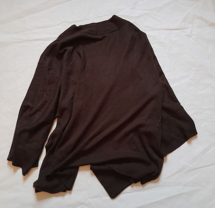 Gilet femme marron sans bouton manches mi longues taille L - photo numéro 3