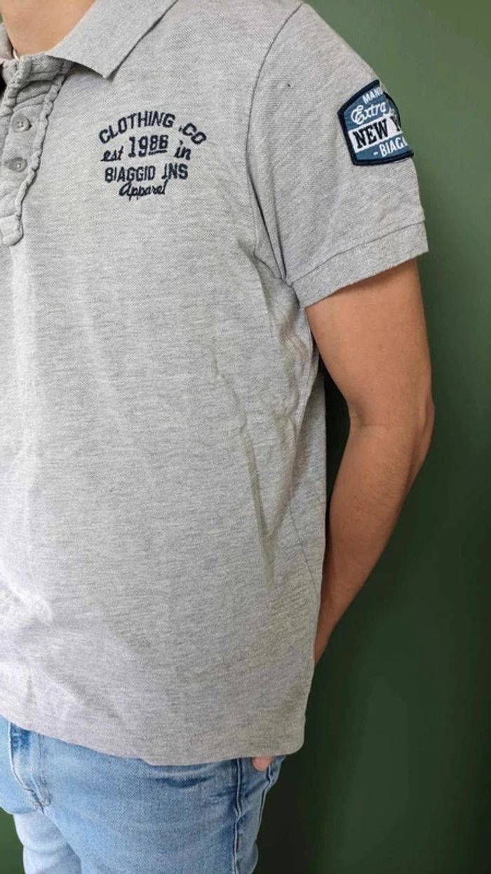 Polo Vintage gris marine Biaggio Jeans - photo numéro 3