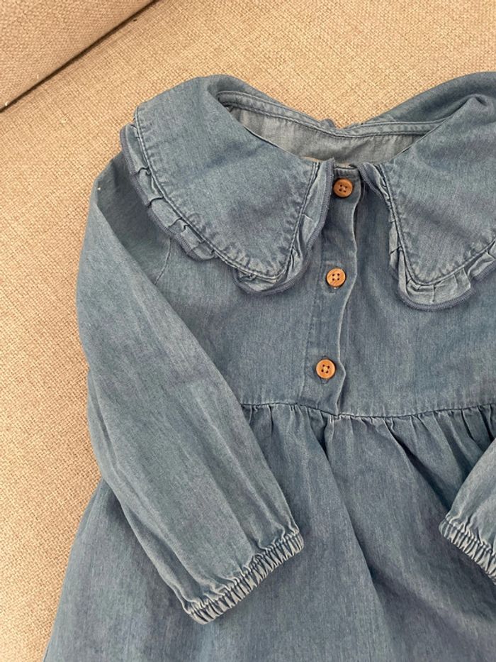 Robe en jean col Claudine 9-12 mois - photo numéro 2