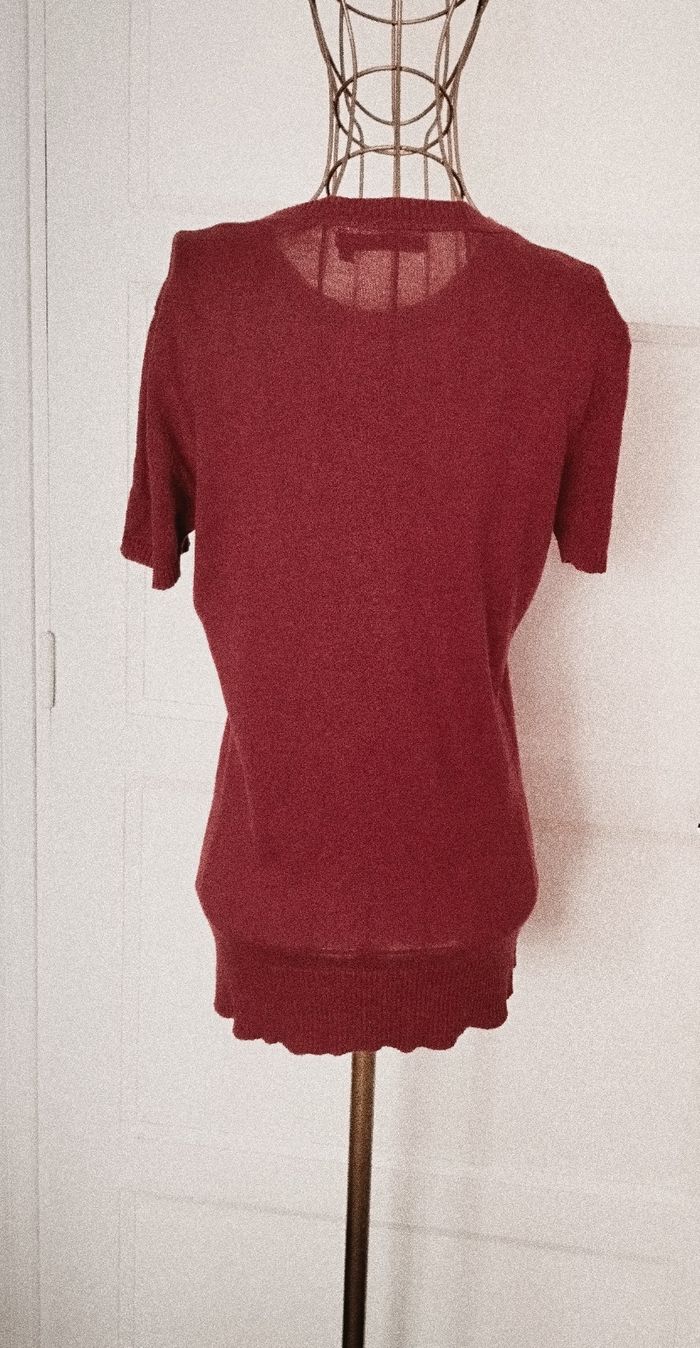 Pull bordeaux en maille - Taille L - TBE - photo numéro 2