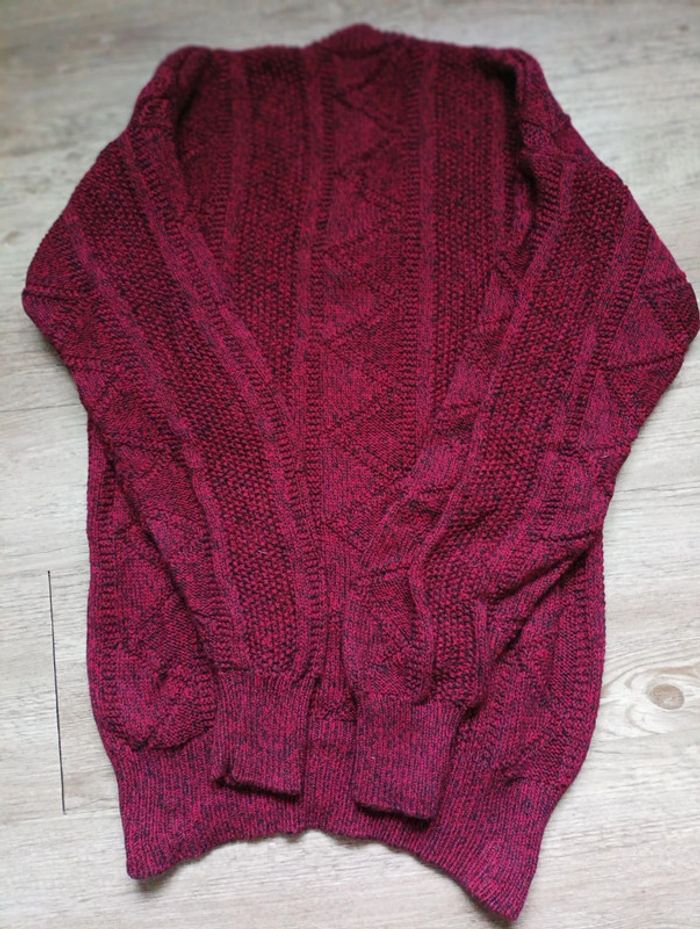 Pull en maille torsadée Claiborne– Taille S - Bordeaux / Noir - photo numéro 5
