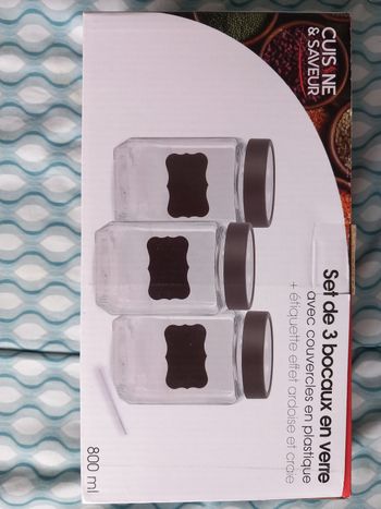 Lot de 3 bocaux neuf avec craie