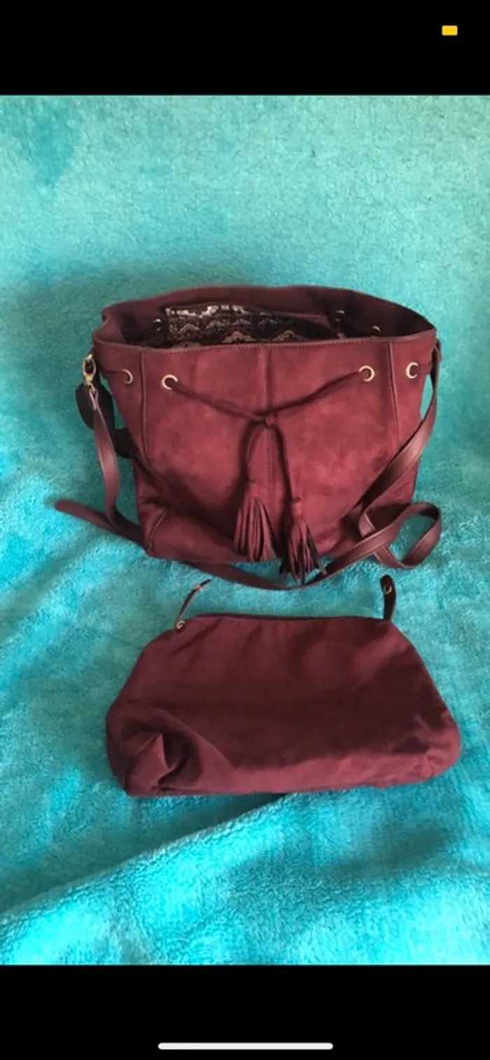 Sac + pochette bordeaux