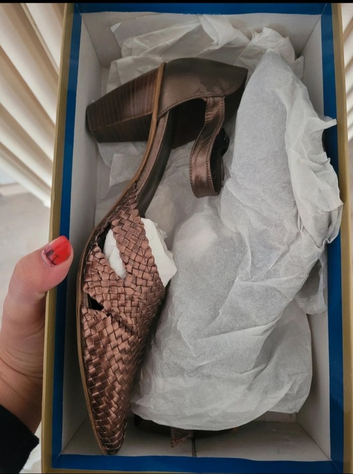 Escarpins tressés marron métallisé bronze Brenda Zaro - photo numéro 7