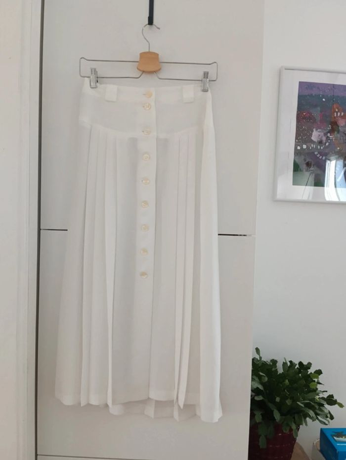 Jupe blanche Boutonnée mi longue Gérard Darel taille 42 - photo numéro 2