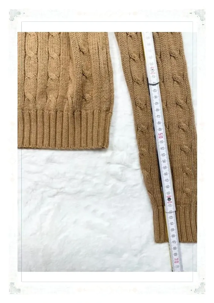 Ralph Lauren pull col V torsadé beige femme taille L coton - photo numéro 13