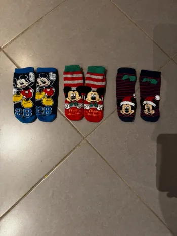 Lot de 3 chaussettes épaisses - Disney / Mickey - Merry christmas / Feuilles de houx - 27/30