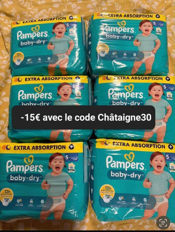Six pack de couches Pampers taille 5 plus
