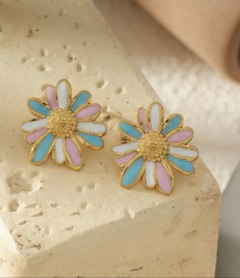 Boucles d’oreilles fleurs multicolores