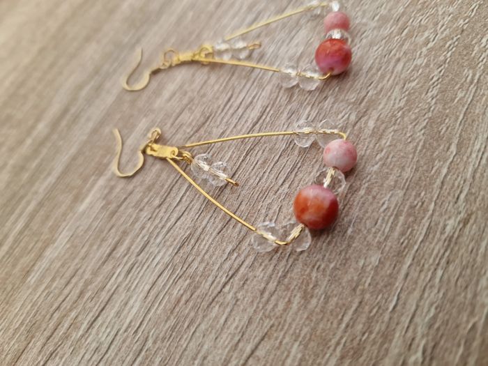 Boucles D'oreilles Cornaline Cristal Acier - photo numéro 8