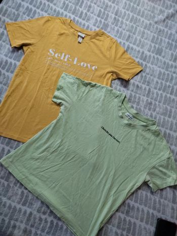 Lot de 2 tee-shirts jaune vert menthe h&M taille XS 34