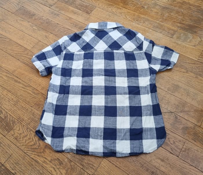 chemise à carreaux manche courte blanc et bleu monoprix taille 10ans - photo numéro 3