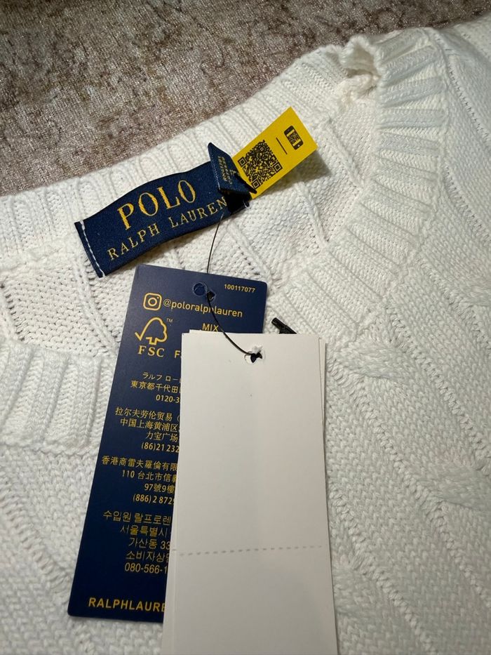 Pull Ralph Lauren à torsade blanc - photo numéro 5