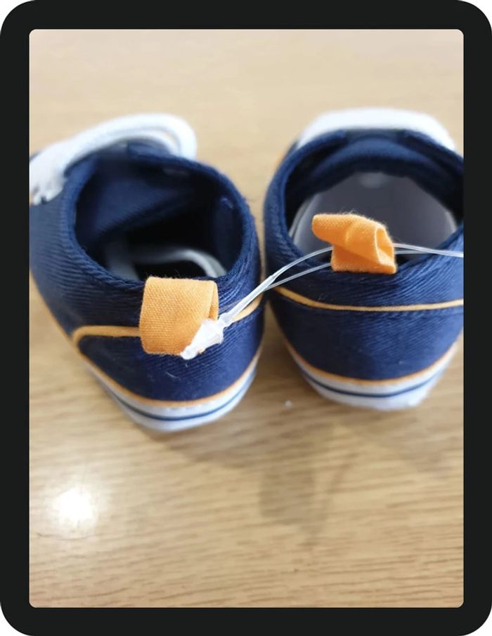 chausson Basket Bébé bleu/blanc/orange - photo numéro 2